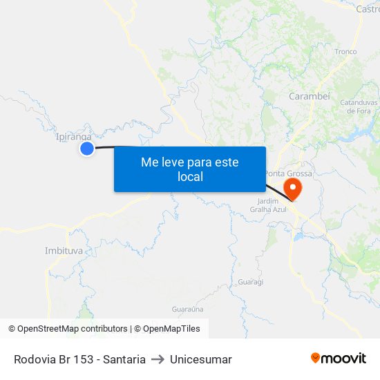 Rodovia Br 153 - Santaria to Unicesumar map