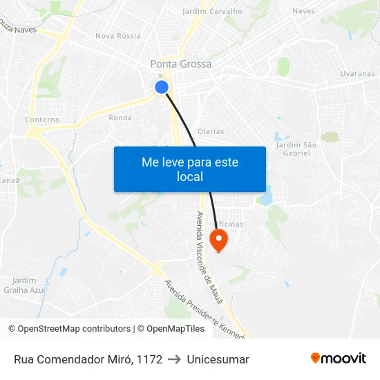 Rua Comendador Miró, 1172 to Unicesumar map