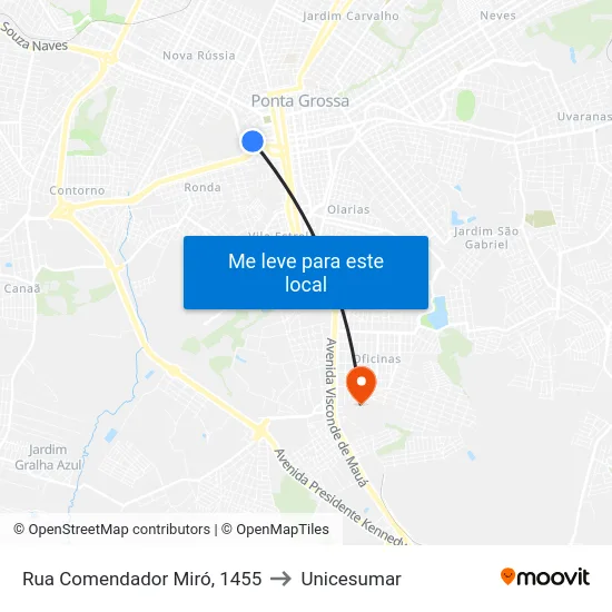 Rua Comendador Miró, 1455 to Unicesumar map