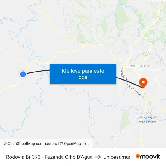 Rodovia Br 373 - Fazenda Olho D'Agua to Unicesumar map