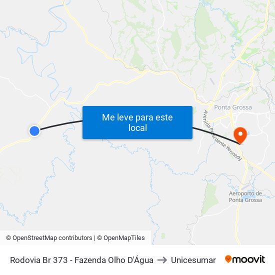 Rodovia Br 373 - Fazenda Olho D'Água to Unicesumar map