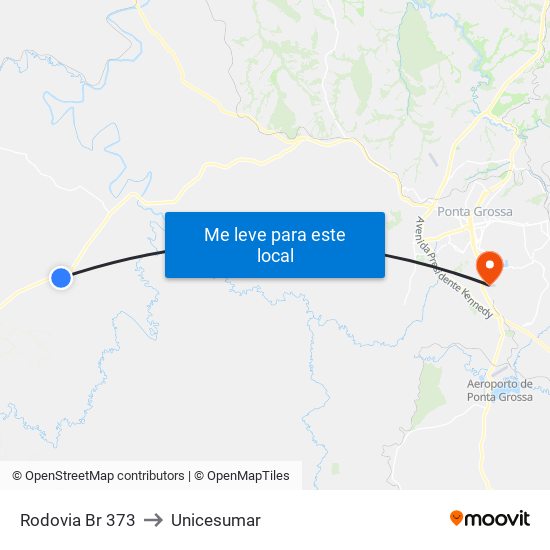 Rodovia Br 373 to Unicesumar map