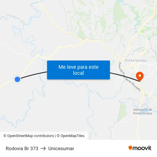Rodovia Br 373 to Unicesumar map