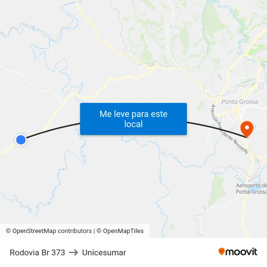 Rodovia Br 373 to Unicesumar map