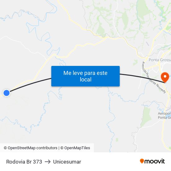 Rodovia Br 373 to Unicesumar map