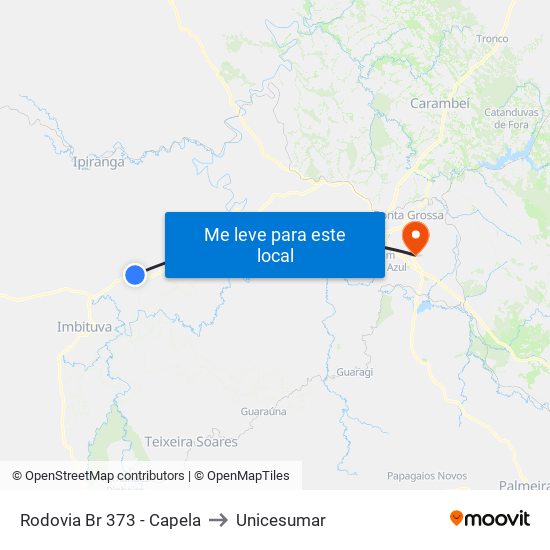 Rodovia Br 373 - Capela to Unicesumar map
