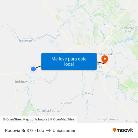 Rodovia Br 373 - Ldc to Unicesumar map