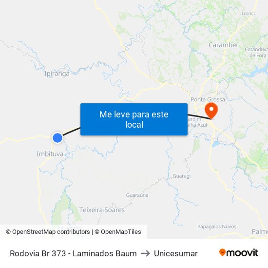 Rodovia Br 373 - Laminados Baum to Unicesumar map