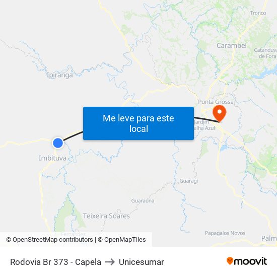 Rodovia Br 373 - Capela to Unicesumar map