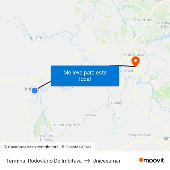 Terminal Rodoviário De Imbituva to Unicesumar map