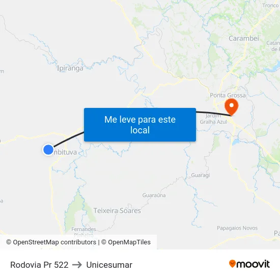 Rodovia Pr 522 to Unicesumar map