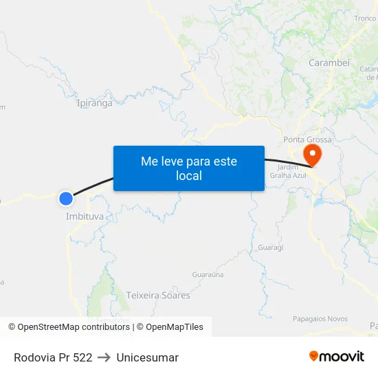 Rodovia Pr 522 to Unicesumar map