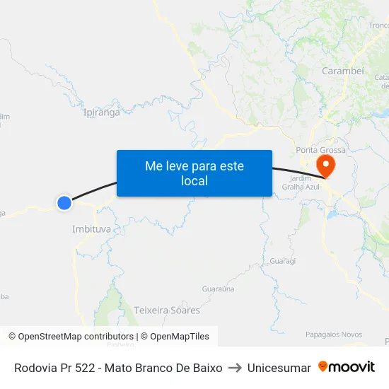 Rodovia Pr 522 - Mato Branco De Baixo to Unicesumar map