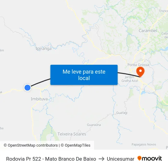 Rodovia Pr 522 - Mato Branco De Baixo to Unicesumar map