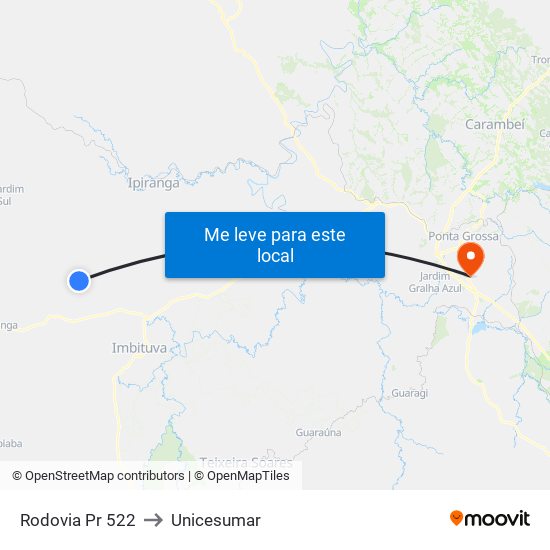 Rodovia Pr 522 to Unicesumar map