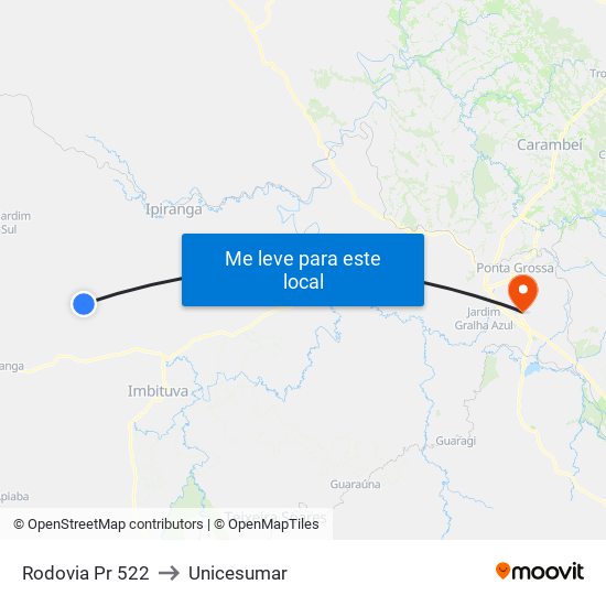 Rodovia Pr 522 to Unicesumar map