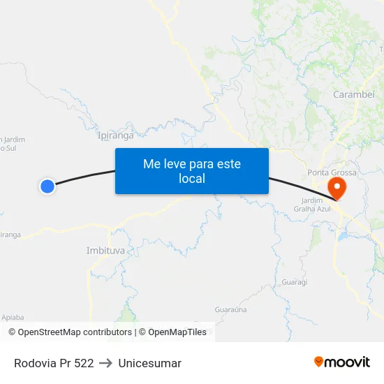 Rodovia Pr 522 to Unicesumar map