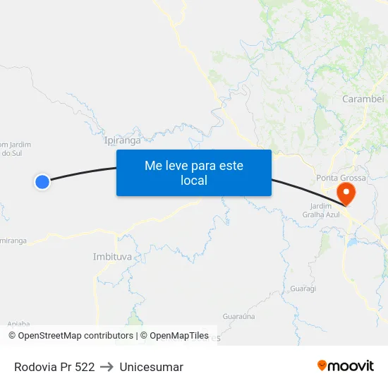 Rodovia Pr 522 to Unicesumar map