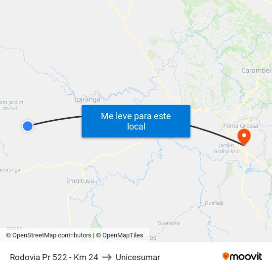 Rodovia Pr 522 - Km 24 to Unicesumar map