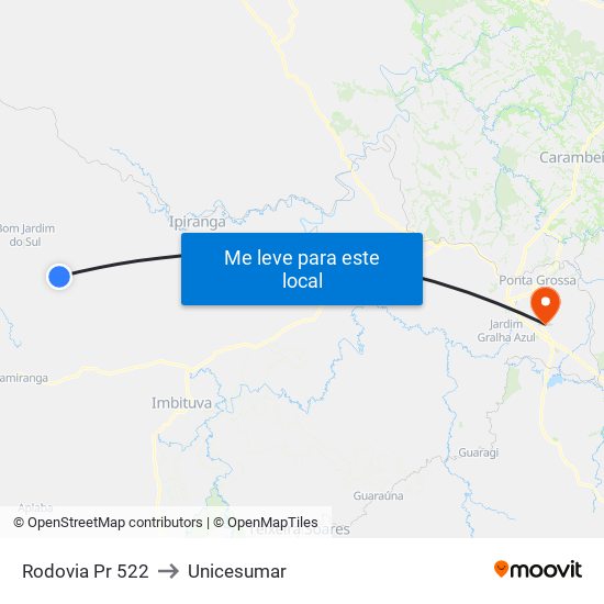 Rodovia Pr 522 to Unicesumar map