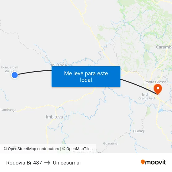 Rodovia Br 487 to Unicesumar map