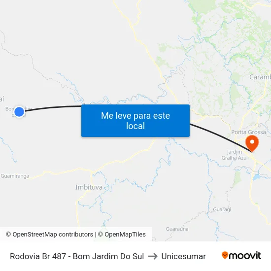 Rodovia Br 487 - Bom Jardim Do Sul to Unicesumar map