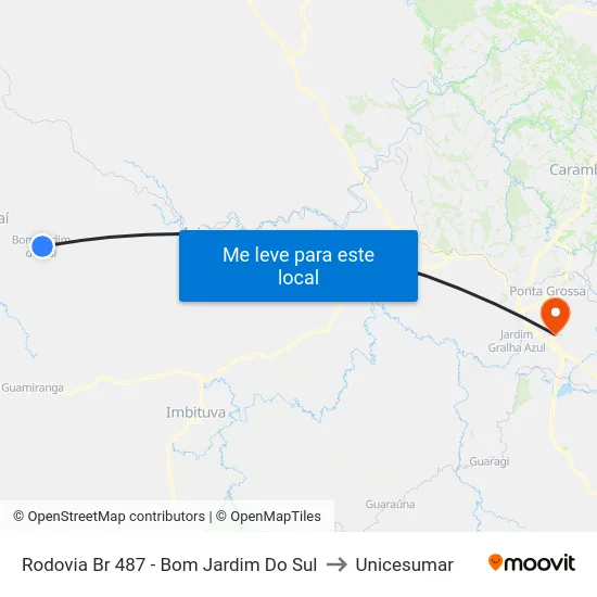 Rodovia Br 487 - Bom Jardim Do Sul to Unicesumar map