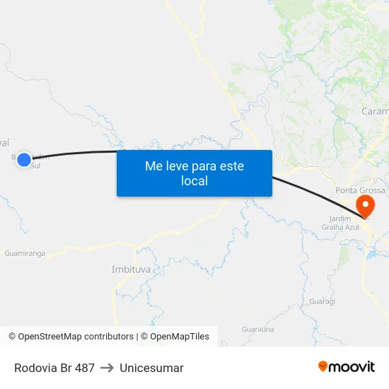 Rodovia Br 487 to Unicesumar map
