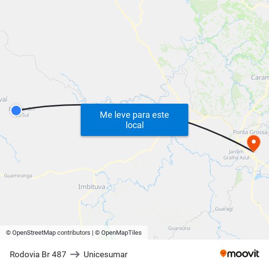 Rodovia Br 487 to Unicesumar map