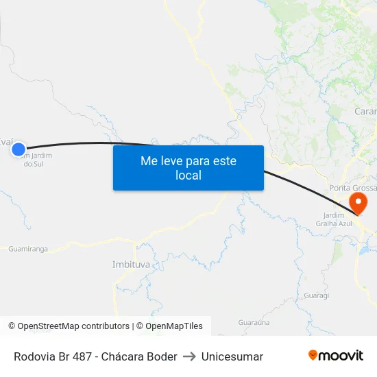 Rodovia Br 487 - Chácara Boder to Unicesumar map