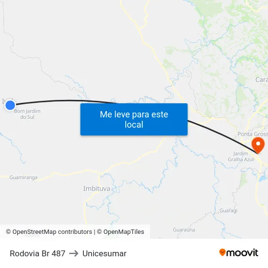 Rodovia Br 487 to Unicesumar map