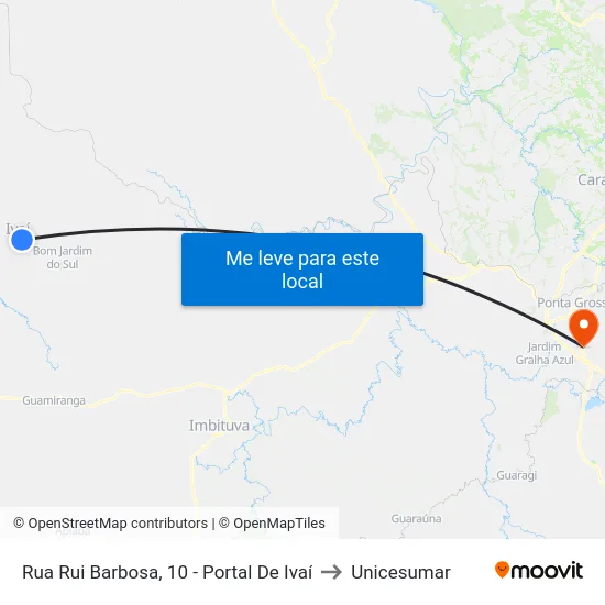Rua Rui Barbosa, 10 - Portal De Ivaí to Unicesumar map