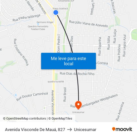 Avenida Visconde De Mauá, 827 to Unicesumar map