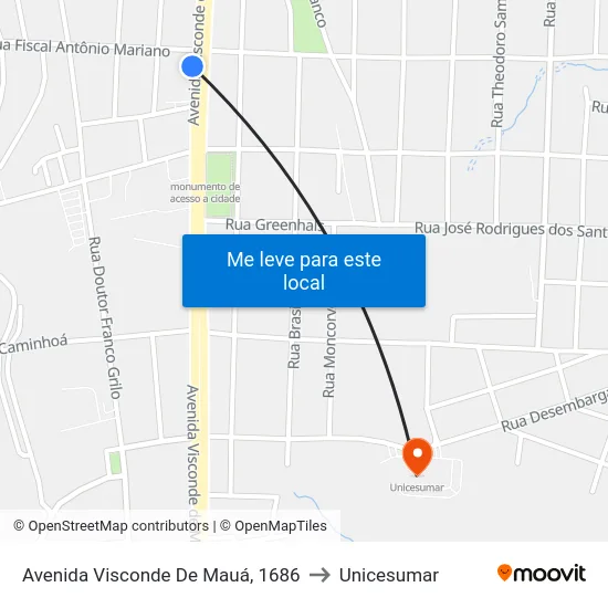 Avenida Visconde De Mauá, 1686 to Unicesumar map