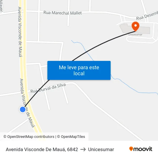 Avenida Visconde De Mauá, 6842 to Unicesumar map