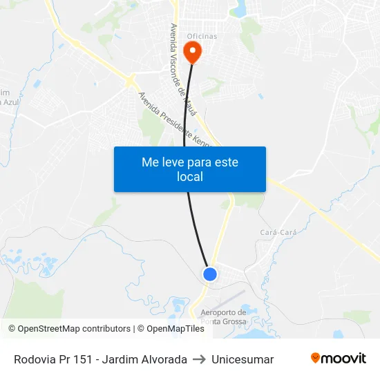 Rodovia Pr 151 - Jardim Alvorada to Unicesumar map