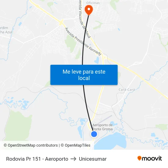 Rodovia Pr 151 - Aeroporto to Unicesumar map