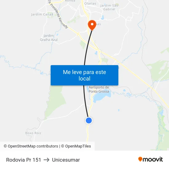 Rodovia Pr 151 to Unicesumar map