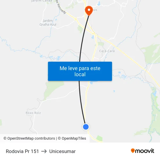 Rodovia Pr 151 to Unicesumar map