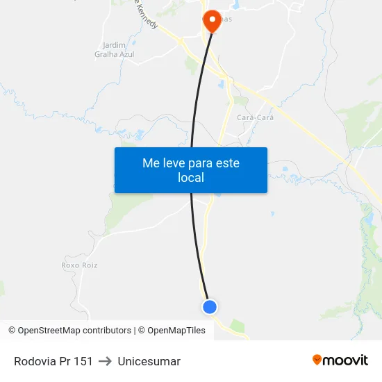 Rodovia Pr 151 to Unicesumar map