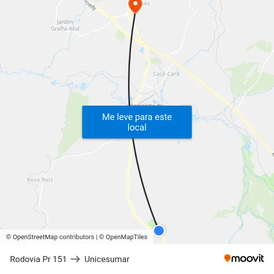 Rodovia Pr 151 to Unicesumar map