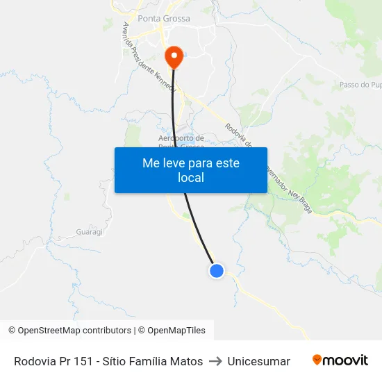 Rodovia Pr 151 - Sítio Família Matos to Unicesumar map