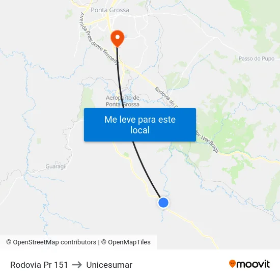 Rodovia Pr 151 to Unicesumar map