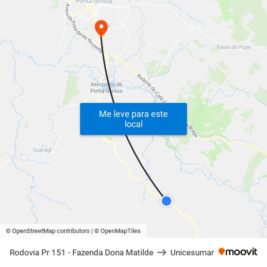 Rodovia Pr 151 - Fazenda Dona Matilde to Unicesumar map