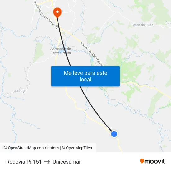 Rodovia Pr 151 to Unicesumar map