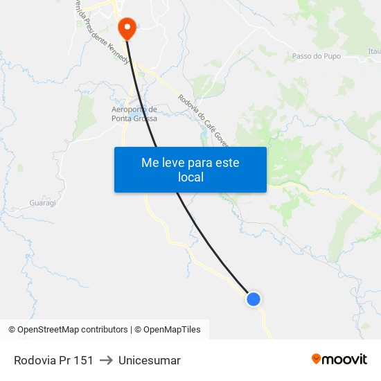 Rodovia Pr 151 to Unicesumar map