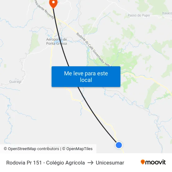 Rodovia Pr 151 - Colégio Agrícola to Unicesumar map