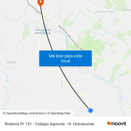 Rodovia Pr 151 - Colégio Agrícola to Unicesumar map