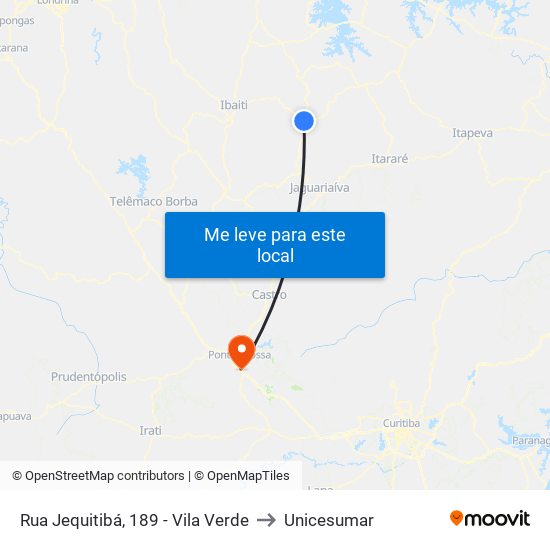 Rua Jequitibá, 189 - Vila Verde to Unicesumar map