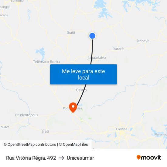 Rua Vitória Régia, 492 to Unicesumar map